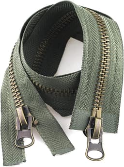 Ritstrekker - Metalen rits - Kleding reparatie - Automatische vergrendeling - 100 cm - Legergroen — thumbnail 1