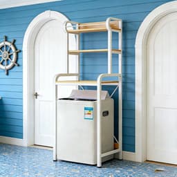 Multifunctioneel Wasrek - Opbergrek Badkamer - Ruimte Besparen - Verstelbaar Boven Machine - Twee Niveaus - Zwart — thumbnail 2