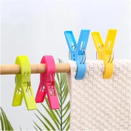 Grote Kleding Clips - Handdoek Knijpers - Wasgoed Droge - Brede Klemmen - 12 cm - Lichtgekleurd — thumbnail 3