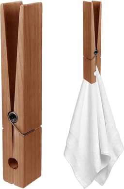 Houten Wasknijpers - Kledingklemmen Handdoekhouder - Ruimte Besparen - Gigantisch Formaat - 30 cm - Houtkleur — thumbnail 1