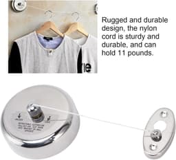 Uittrekbare Waslijn - Ruimtebesparend Droogrek - Kleding Drogen - Roestvrij Staal - 28 Meter - Zilver — thumbnail 4
