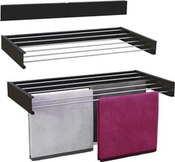 Inklapbaar Wanddroogrek - Ruimtebesparend Droogrek voor Wasgoed - Aluminium Zwart (100 x 50 cm) — thumbnail 1