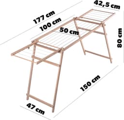 Inklapbaar Houten Wasrek met 177 cm Drooglengte - Duurzaam en Eco-vriendelijk — thumbnail 3