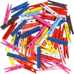 Grote Houten Wasknijpers 2,83 Inch - Gekleurde Ambachtelijke Knijpers (50 Stuks) — thumbnail 1