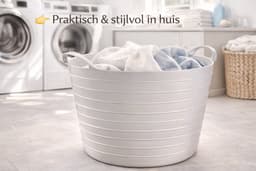 Wasmand / Opbergemmer 25L Lichtgrijs – Kunststof Emmer met Handgrepen – Multifunctionele Opbergbak voor Was, Speelgoed & Huishouden – Ø38 x 34 cm — thumbnail 4
