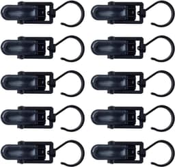 Grote Wasknijpers - Klemmen met Haken - Kleding Ophangen - 360 Graden Draaibaar - 10 Stuks - Zwart — thumbnail 1