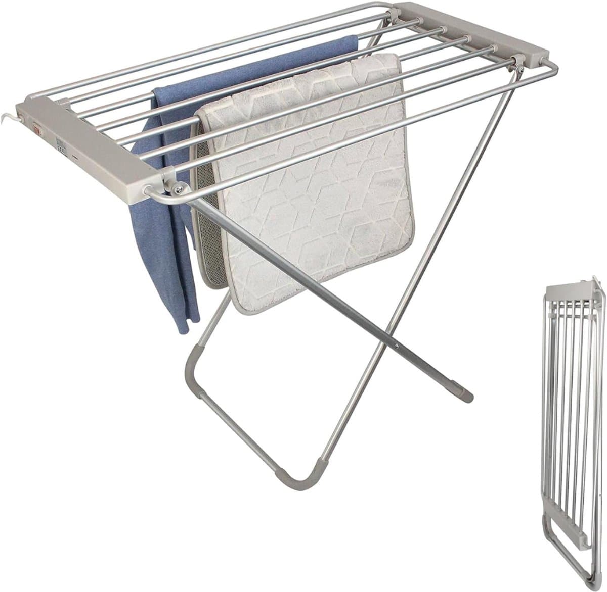 VH Supplies®Elektrisch Droogrek - Verwarmd Droogrek - Wasrek - 8 Stangen - 63 x 95 x 74 cm — afbeelding 1