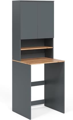 Wasmachinekast met Opbouw en Opbergruimte Badkamer Kast Anthraciet/Eiken — thumbnail 1