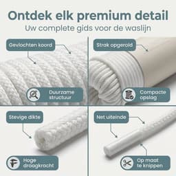 Cheqo® Waslijn - Waslijndraad - Wasdraad - Drooglijn - Kledinglijn - Waslijn Wit - Waslijndraad Wit - Wasdraad Wit - Drooglijn Wit - Waslijn Buiten - Waslijn Binnen - Waslijn Draad - Waslijn Touw - Waslijn Koord — thumbnail 4