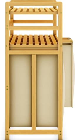 SVN® Wasmand 4 Vakken - Wassorteerder - Wasmand - Bamboe Frame - Beige- ‎104cm x 42cm x 100cm — thumbnail 3