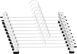 Broekhangers in 10-pack - Broeken 40 cm - Metalen rokhanger - Broekhanger - Hangend - Rokken met clips - Rokken - Meerdere broekhangers - Ruimtebesparende clips - Zilver — thumbnail 1