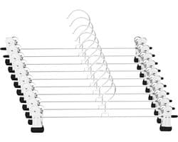 Broekhangers in 10-pack - Broeken 40 cm - Metalen rokhanger - Broekhanger - Hangend - Rokken met clips - Rokken - Meerdere broekhangers - Ruimtebesparende clips - Zilver