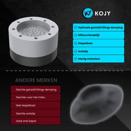 KOJY Wasmachine Trillingsdempers - Verhoger - 8 Stuks - Stapelbaar - Grijs - voor Wasmachine en Wasdroger — thumbnail 2
