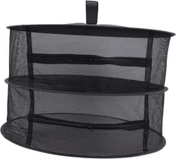 Opvouwbaar Droogrek - Droogrekken - 2-laags - 60*40 cm - Kruidendroger - Droognet - kledingrek - kledingmand - opbergnet met rits - Kruiden Droogrek - voor kleding, kruiden, bloemen, groenten en vrucht - zwart - polyester — thumbnail 1
