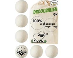 Goodivery® - Droogballen - Aroma Diffuser - Wol Drogerballen - Set van 6 - 100% Ecologische Schapenwol - Energiebesparend - Zacht, Donzig Wasgoed - 8x8x8cm - Wit
