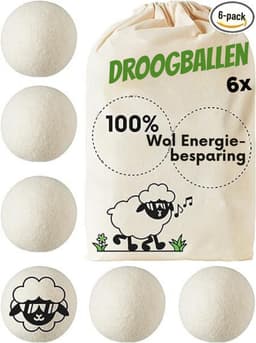 Goodivery® - Droogballen - Aroma Diffuser - Wol Drogerballen - Set van 6 - 100% Ecologische Schapenwol - Energiebesparend - Zacht, Donzig Wasgoed - 8x8x8cm - Wit — thumbnail 1