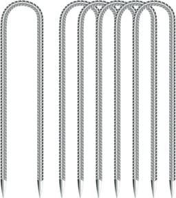 Grondankers - Set van 6 grondpalen - 30 cm lang - U-vormige haak - Tentspijkers - Haakken voor het beveiligen van hek, trampoline, campingauvent, tuinpaal (6 stuks, zilver) — thumbnail 1