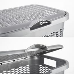 Plasticforte Wasmand Ventilation - met deksel - zilver - kunststof - 51 liter - 43 x 35 x 61 cm - Badkamer - Wasgoed - Nieuw design - Zeer stevig — thumbnail 2