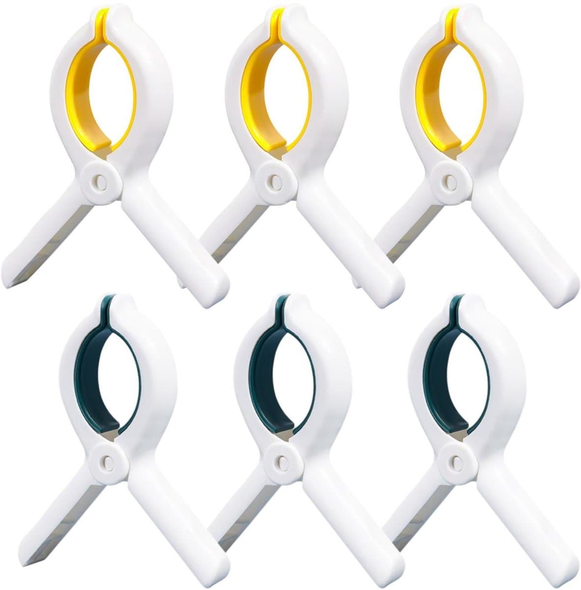 EXCITAT Grote wasknijpers - Handdoekklemmen - Strandhanddoekklemmen - Badhanddoekklemmen - Ligstoelklemmen - Sterke wasknijpers - Geschikt voor ligstoelen, wasruimte, strandstoelen, strand, zwembad, tuin - 6-pack — afbeelding 1