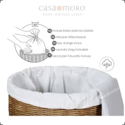 Wasmand met deksel – Rieten wasmand – 75 l – Opbergmand — thumbnail 2