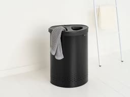 Brabantia Wasmand - met Deksel - 55 l - Wassorteerder - 2 Vakken - Matt Black / Dark Grey — thumbnail 4