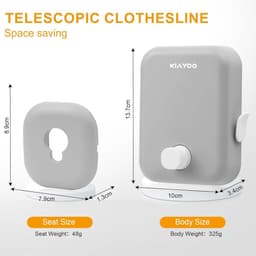 Clothesline Wall Extendable Inside and Outside Adjustable with 4.3M SUS304 Steel Cable for Home Hotel Pantry Bathroom — thumbnail 4