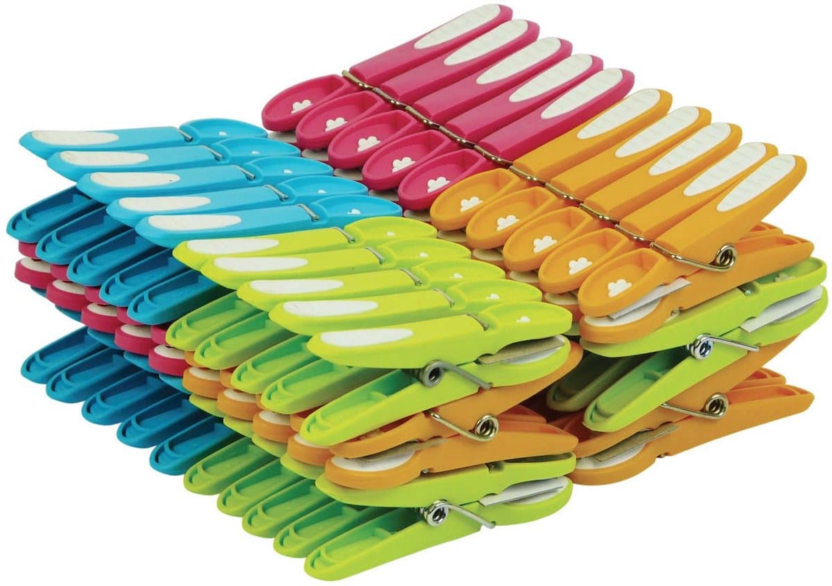 Wasknijpers - Groen, Blauw, Oranje, Roze - 60 stuks - stevig en kleurig — afbeelding 1
