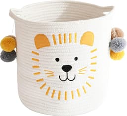 Opslagmand van katoentouw met handvatten voor baby's, kinderen, speelgoed, geschenkmandje voor de kinderkamer voor opbergrekken, badkamer commode organizer (leeuwen) — thumbnail 2