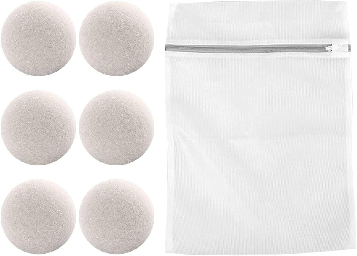 Allecto Plus - Wollen drogerballen voor wasdroger - Set van 6 viltballen met waszak — afbeelding 1