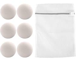 Allecto Plus - Wollen drogerballen voor wasdroger - Set van 6 viltballen met waszak