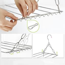 2 stuks Verstelbaar Hangend Roestvrijstalen Droogrek voor Balkon en Verwarming - Ruimtebesparend en Duurzaam - Perfect voor Kleding, Handdoeken en Kussens — thumbnail 3