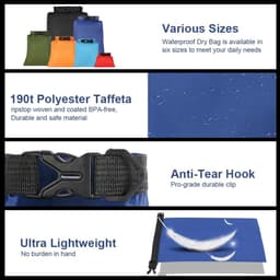 Droge Zakken 6 Stuks, Lichtgewicht Droogzakken, Compressiezak Kanozak Met 1,5l, 2,5l, 3l 3,5l, 5l, 8l Zakken Tas Voor Raften Kajakken Rafting Varen Wandelen Camping Reizen Backpacken — thumbnail 5