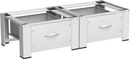 2-delige set wasmachine-onderstel, met lade, 63 x 54 x 32 cm, wit, versterkte stalen platforms elk 150 kg, grote opbergruimte 44 x 48 x 18 cm, universele onderbouw voor wasmachine/droger — thumbnail 1