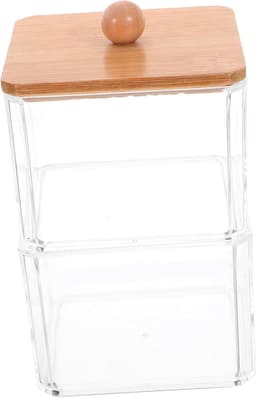 1set Stapelbare Transparante Opbergpotten Voor Wattenstaafjes Make-up Pads Compacte Organizer Met Deksel Voor Badkamer Bureauopslag — thumbnail 1