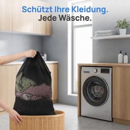 3 Stuks Waszakken met Trekkoord voor Ondergoed, Beddengoed en Kleding - Wasnet voor Wasmachine (Zwart, 70 x 90 cm) — thumbnail 5