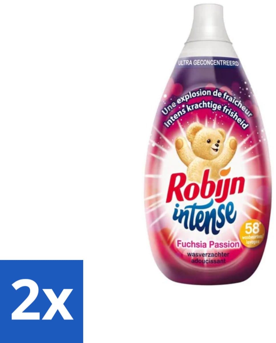 2 x Robijn Intense - Wasverzachter - Intense Fuchsia Passion - 870ml - 58 Wasbeurten - Wasverzachter - Fuchsia Passion - Geur - Frisheid - Zomerbloemen — afbeelding 1