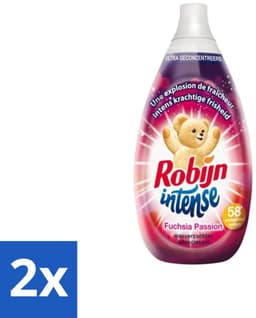 2 x Robijn Intense - Wasverzachter - Intense Fuchsia Passion - 870ml - 58 Wasbeurten - Wasverzachter - Fuchsia Passion - Geur - Frisheid - Zomerbloemen — thumbnail 1