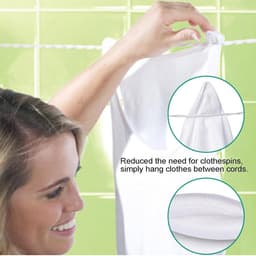 Intrekbare Waslijn - Reiswaslijn Elastisch - Kleding Drogen - Met Haken en Zuignappen - 2.8 Meter - Wit — thumbnail 3