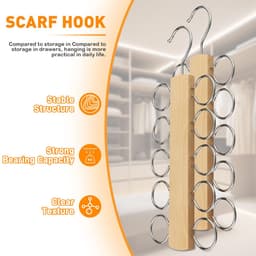Dailygoods- Sjaalhanger Massief Hout - Sjaalhouder - Kastorganizer - Ruimtebesparend - 10 Ringen - Hoogwaardige Materialen — thumbnail 3