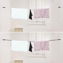 Reiswaslijn - Waslijn touw - Kleding drogen - Zuignaphaken - Tot 2.8m - Zwart en wit — thumbnail 2