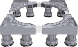 Wasmachine Onderstel - Apparatuur Verhoger - Apparaten Verplaatsen - Verstelbaar Universeel - 4 Enkele Wielen - Grijs — thumbnail 2