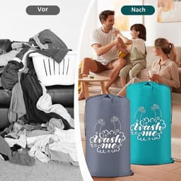 2 stuks waszakken voor reizen, waszak, groot, opvouwbare waszak, vuilwas, waterdicht, reizen, vuilwaszak, trekkoord - ShopVlot — thumbnail 2