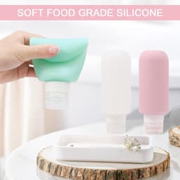 Siliconen reisfles van 200 ml voor toiletartikelen, 3 stuks lekvrije hervulbare knijpbare containers voor lotion, vloeibare shampoo, conditioner, toiletartikelen, BPA-vrij en TSA-goedgekeurde — thumbnail 5