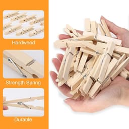 Houten Was Knijpers - Kleine Houten Knijpers - Foto's Ophangen - Natuurlijk Hout - 100 stuks - Houtkleur — thumbnail 3