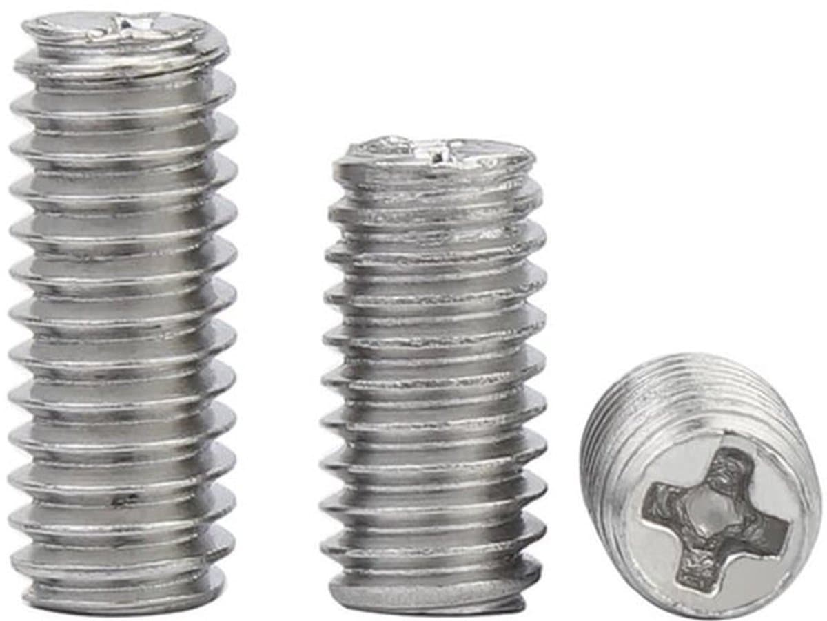Madenschroeven M3x4mm - 100 Stuks - Roestvrij Staal - Pinschroeven - Schroefdraadpennen - Schroefdraadgat — afbeelding 1