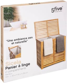 - Dubbele wasmand van bamboe, hoogte 58 cm — thumbnail 5