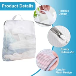 SnelShoppen - Set van 4 Grote Wasnetten voor Wasmachine, 50 x 60 cm, Waszak met Handvatten | Herbruikbare Waszakken voor Ondergoed, Panties, Bh's, Tru — thumbnail 3