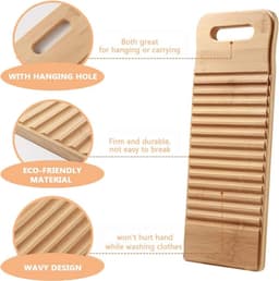 SnelShoppen - Houten Wasplank Handmatig, Antislip Reinigingsplank voor Kinderkleding, 40 x 15 x 1,8 cm, Ideaal voor Huishoudelijk Gebruik — thumbnail 5