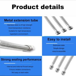 SnelShoppen - 4 Stuks Flexibele Slang 3/8, 304 RVS Water Slang met Bescherming, Ideaal voor Kraan, Wasmachine, Douchekop, Toilet (20cm/10cm) — thumbnail 2