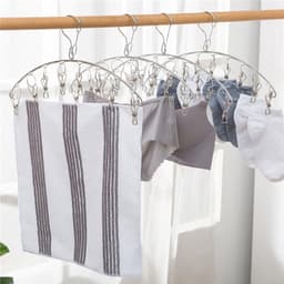 Thijox - Roestvrijstalen Kledingdroogrek Hanger met 8 Clips - Ondergoedhanger voor Sokken, Handdoeken, Luiers, Baby- en Kinderkleding, Handschoenen - — thumbnail 2